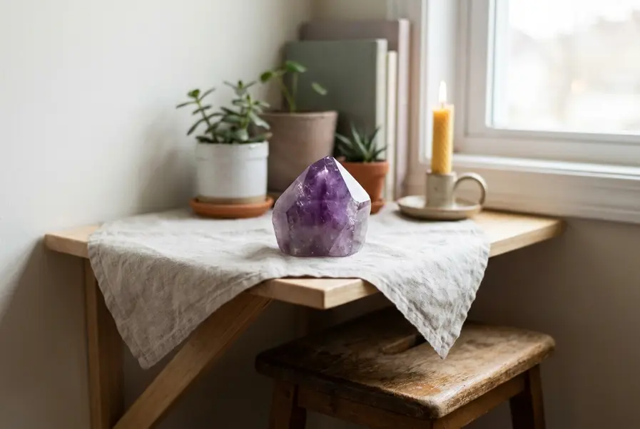 edelstenen in de meditatiehoek