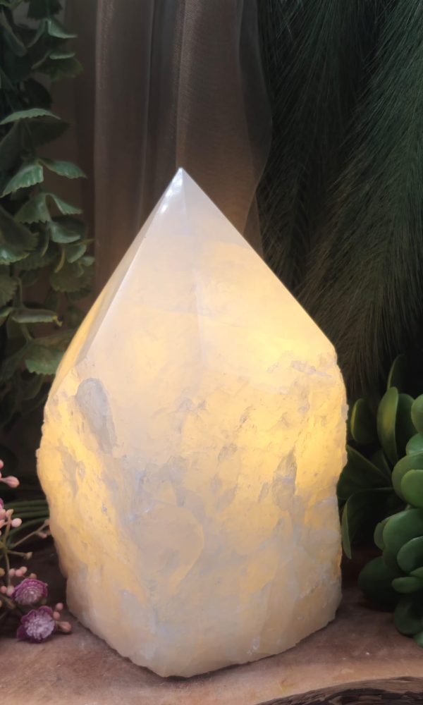 Ruwe Bergkristal lamp met gepolijste punt