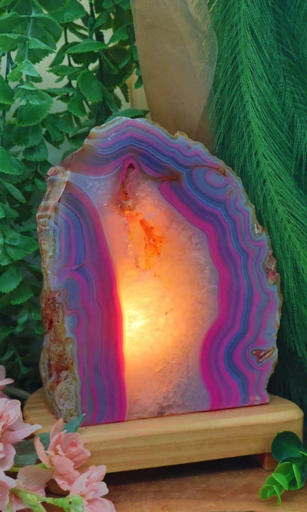 Roze Agaat lamp op voet