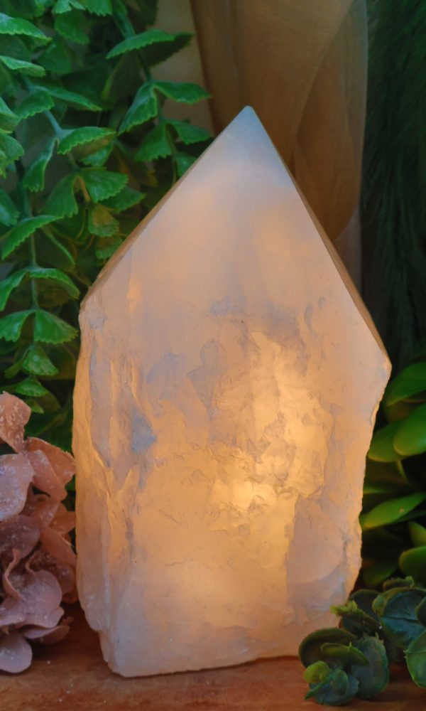 Ruwe Bergkristal lamp met gepolijste punt