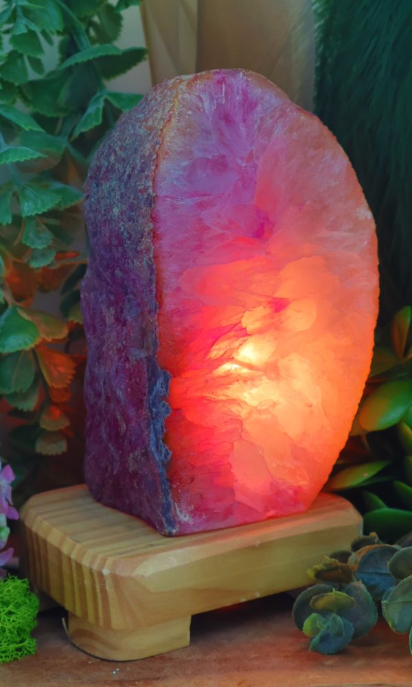Roze Agaat Lamp op voet